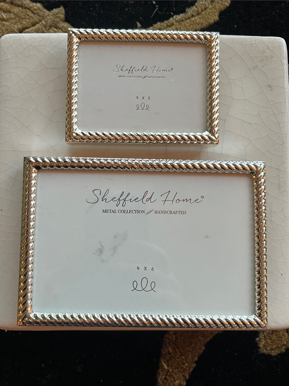 Sheffield Home Metal Collection Handcrafted Silver-Tone Braided Rope 2 Frames
